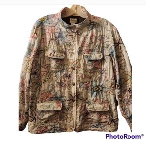 CHICO'S JACKET WITH EMBROIDERY FLOWERS VERY COLORFUL STATEMENT JACKET CHICO'S 3
